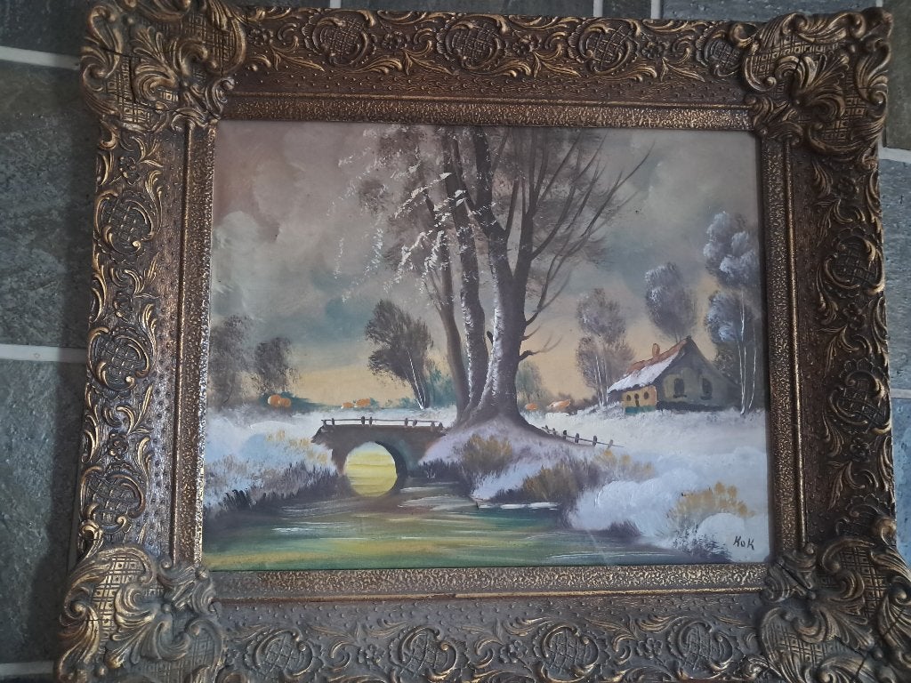 Printure paysage d'hiver, Cadre spécial, Paysage, Enlèvement, Réaliste