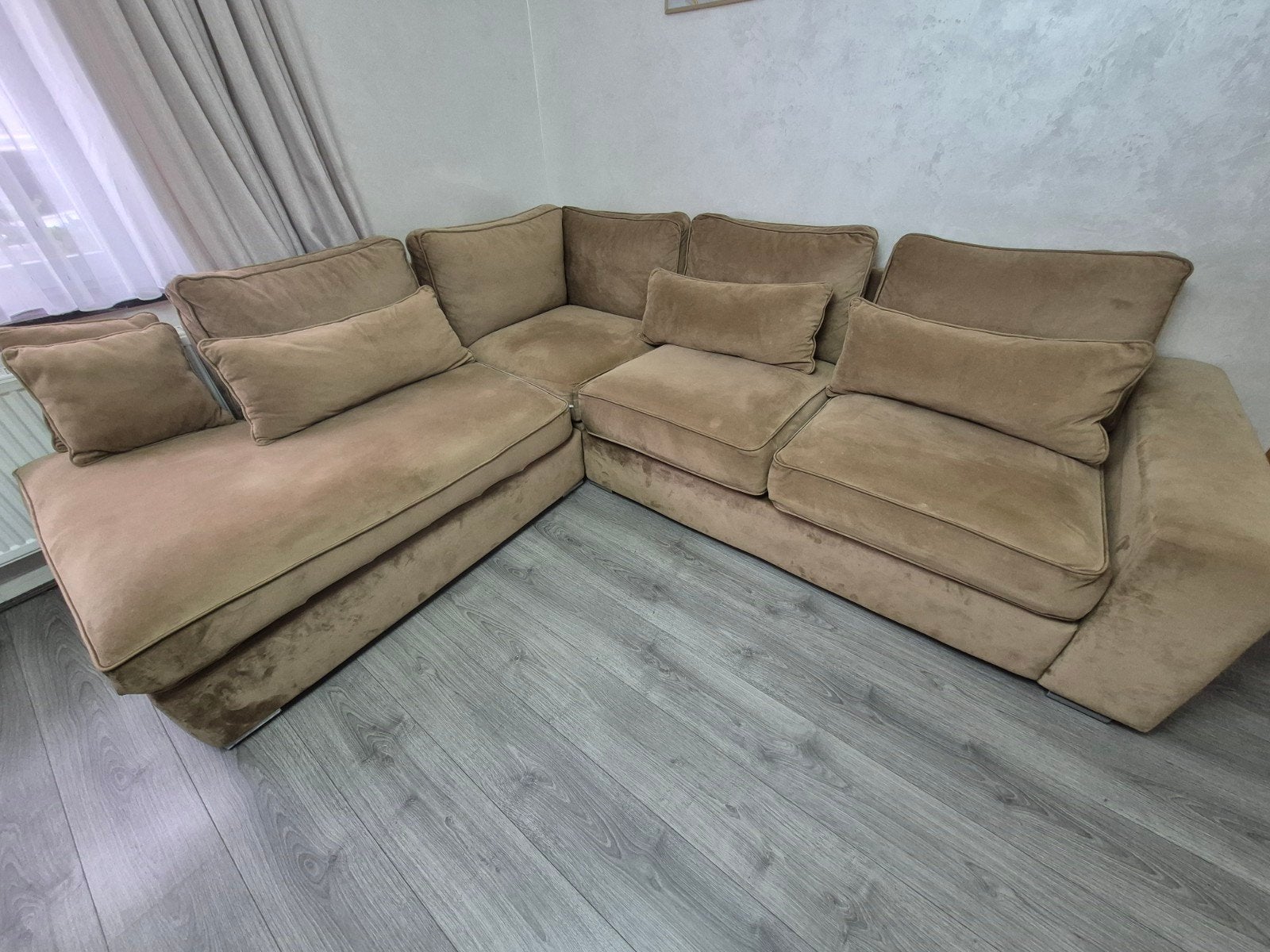 salon coin en velours 260 cm  220 cm en très bon état, Maison & Meubles, Enlèvement, Comme neuf, Tissus