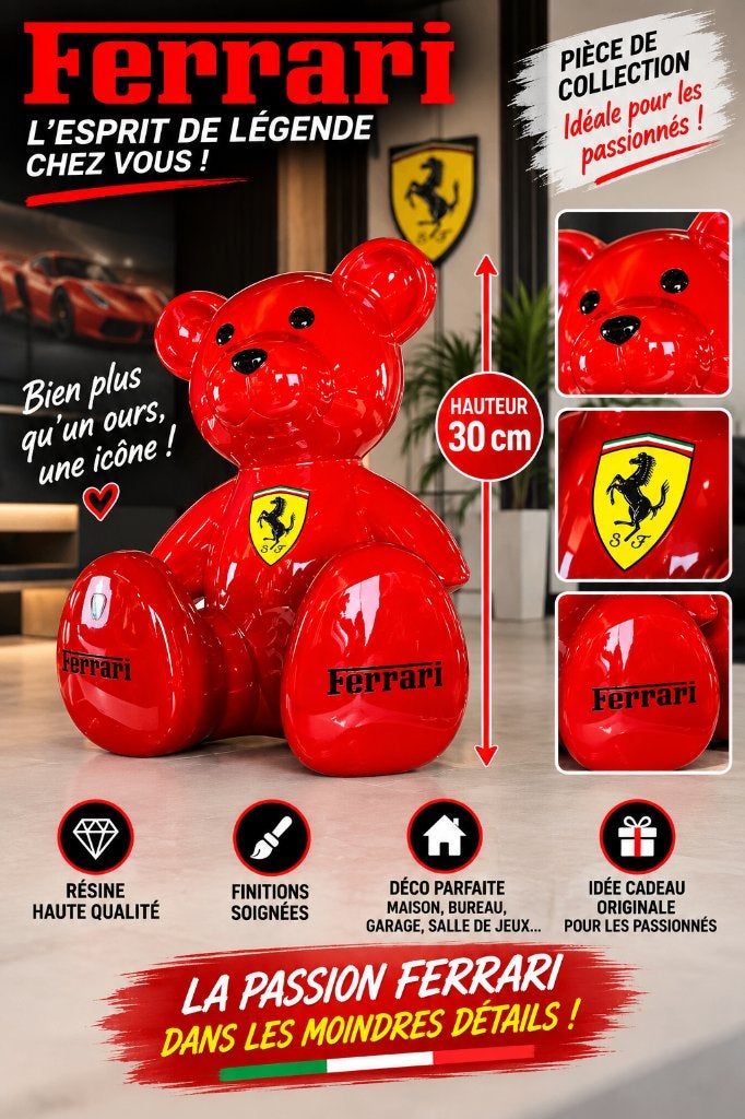️ OURS FERRARI DÉCO – STATUE EN RÉSINE 30 CM ️, Enlèvement ou Envoi, Neuf
