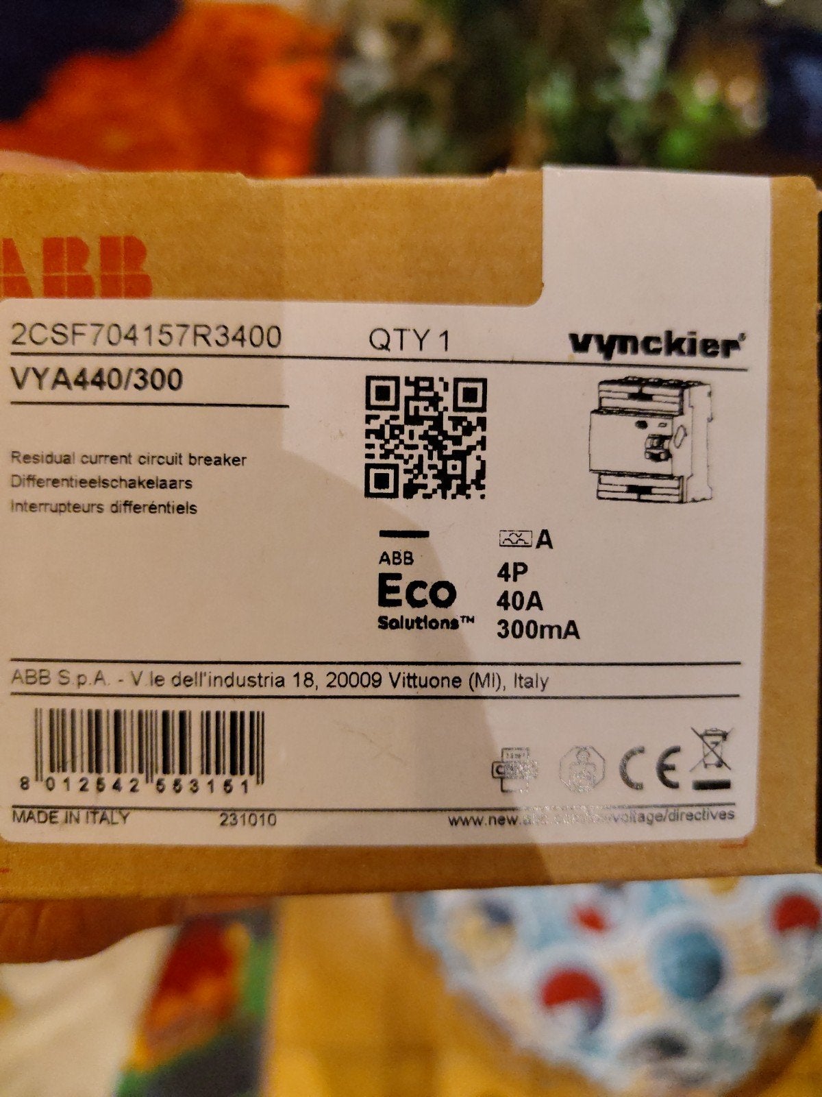 ABB différentiel 4P 40A 300mA Type A, Bricolage & Construction, Enlèvement ou Envoi, Neuf, ABB, Interrupteur différentiel