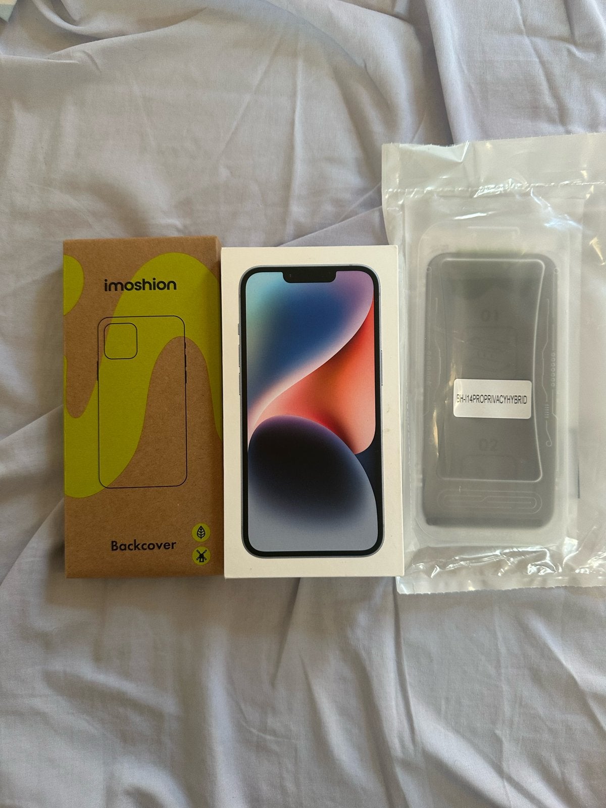 iPhone 14 128GB Blauw - incl. doos, hoesje & screenprotector, Enlèvement, Comme neuf, Protecteur d'écran