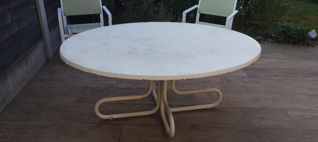 Gratis tuintafel, Jardin & Terrasse, Tables de jardin, Enlèvement, Utilisé, Ovale, Autres matériaux