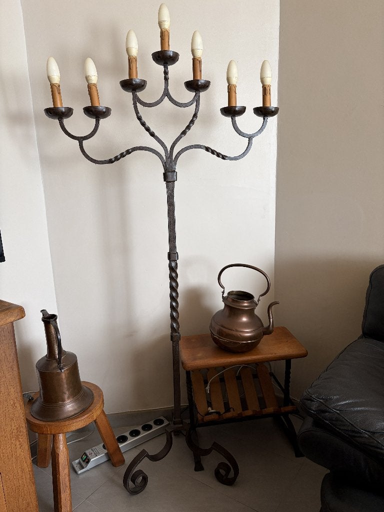 lampe sur pied en fer forgé, Utilisé, E14 (petit), Métal, Rustique en fer forgé