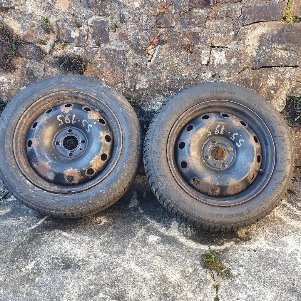 2 jantes 6Jx15H2, 4 trous déport43 avec pneus 185/60 R15, Ophalen, Gebruikt, 15 inch, Banden en Velgen