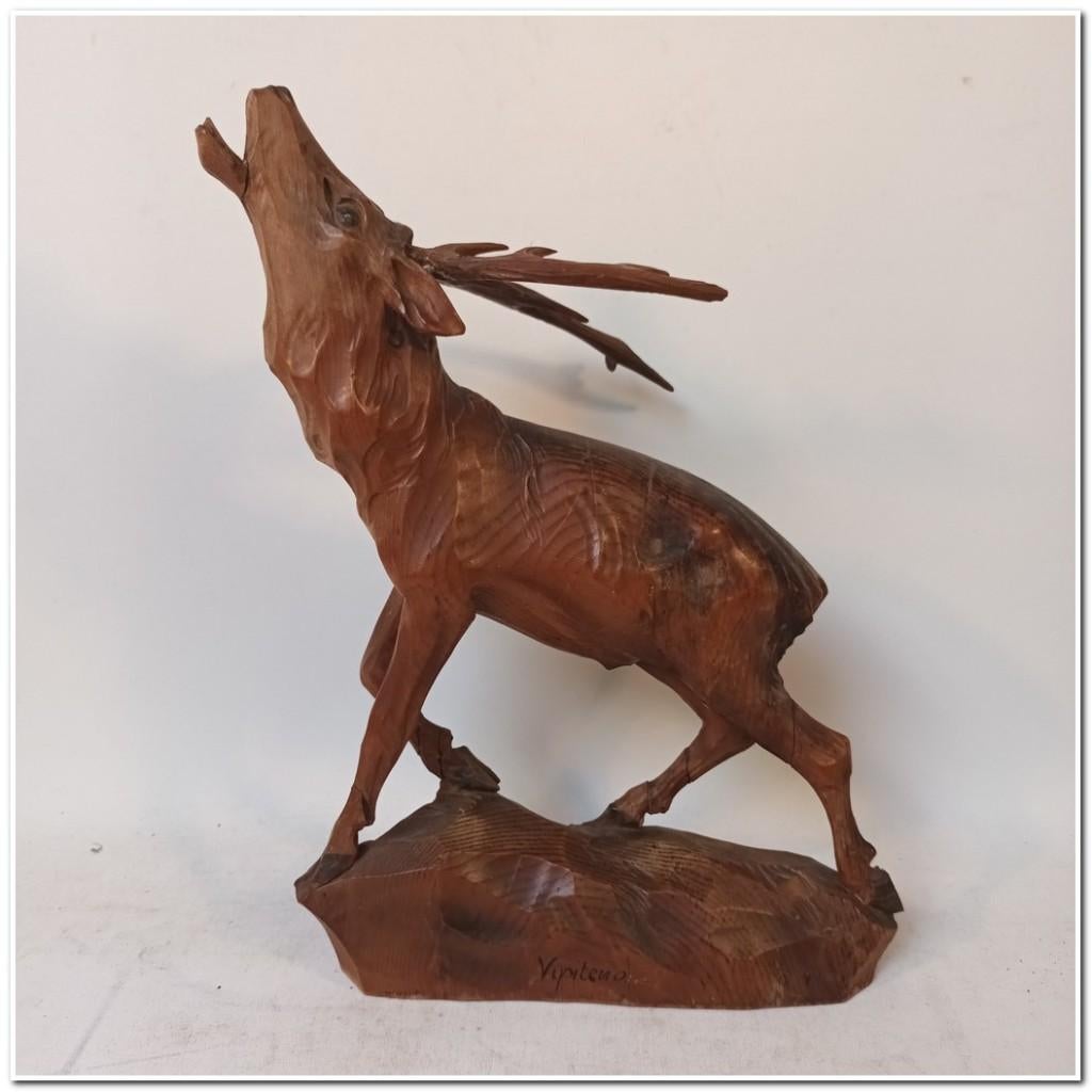 Prachtig Vintage houtsculptuur van een hert, Ophalen, Hert