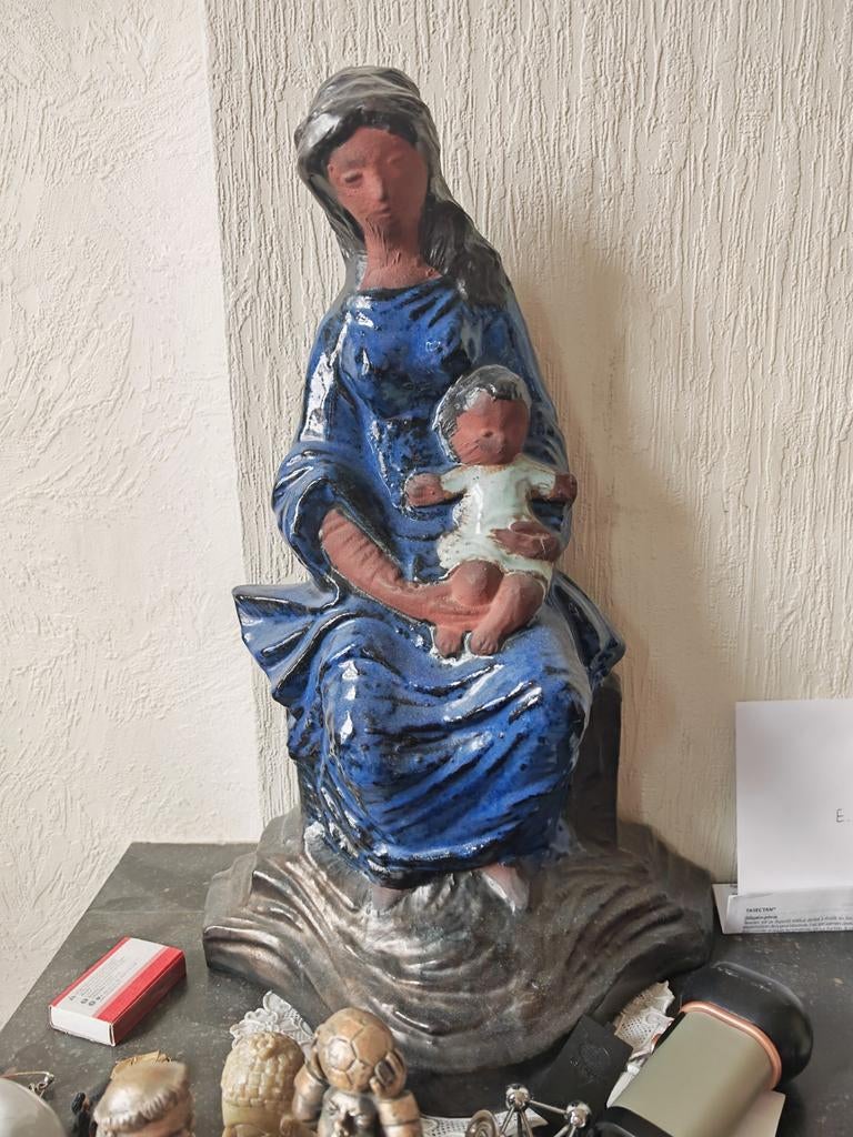 Antieke maria beeld met kind, Antiek en Kunst, Ophalen