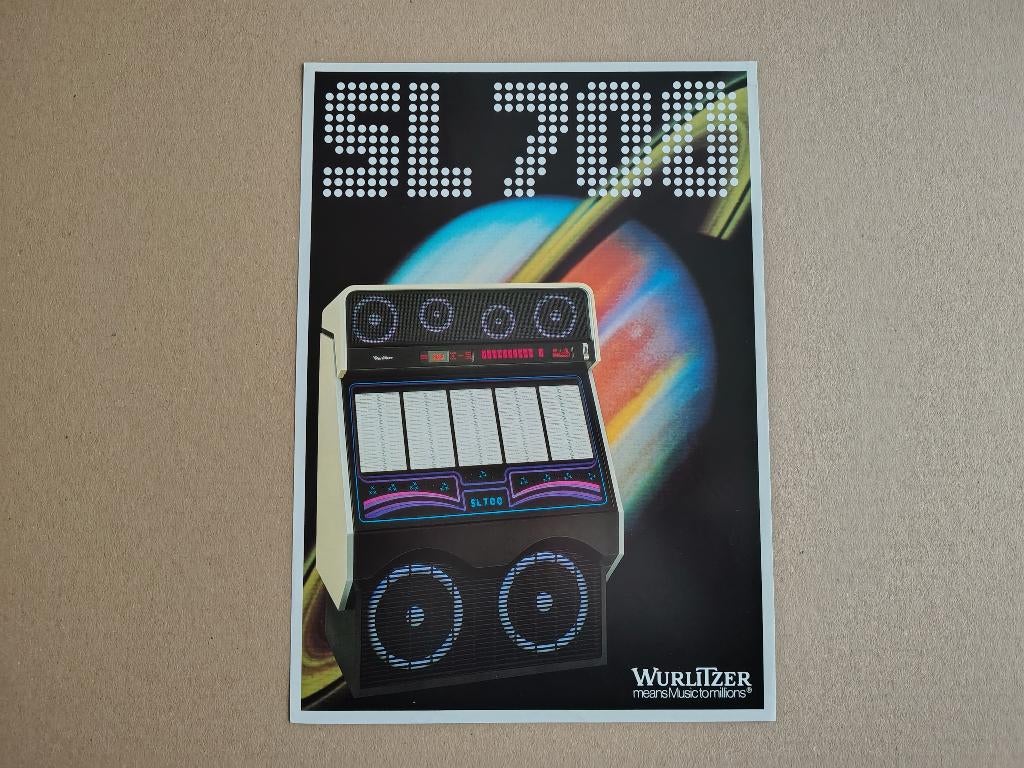 Flyer: Wurlitzer SL700 (1987) jukebox, Verzamelen, Verzenden, Wurlitzer