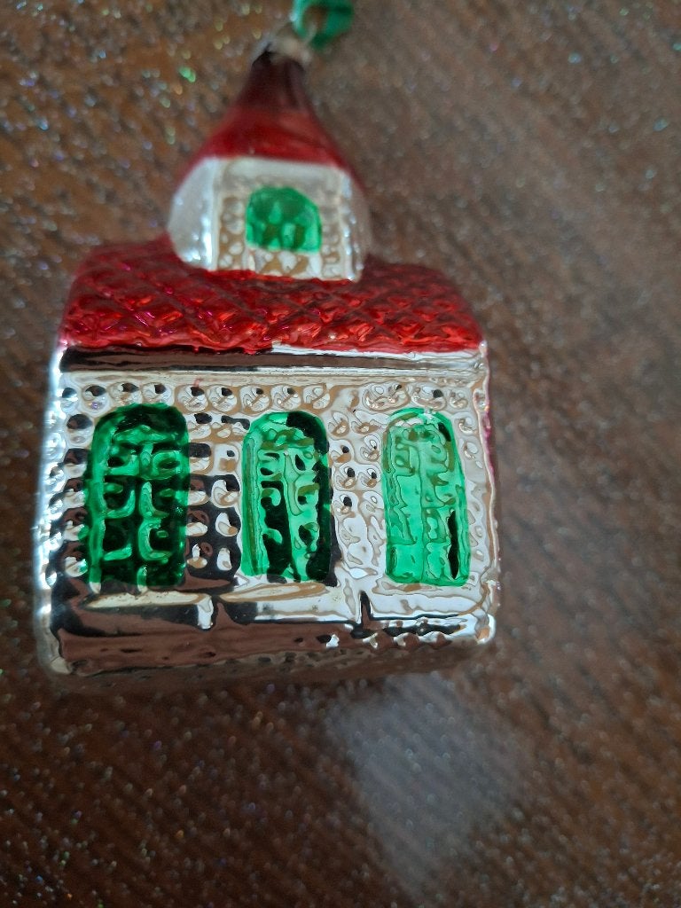 Ancienne boule de noel en verre.eglise, Enlèvement ou Envoi, Utilisé