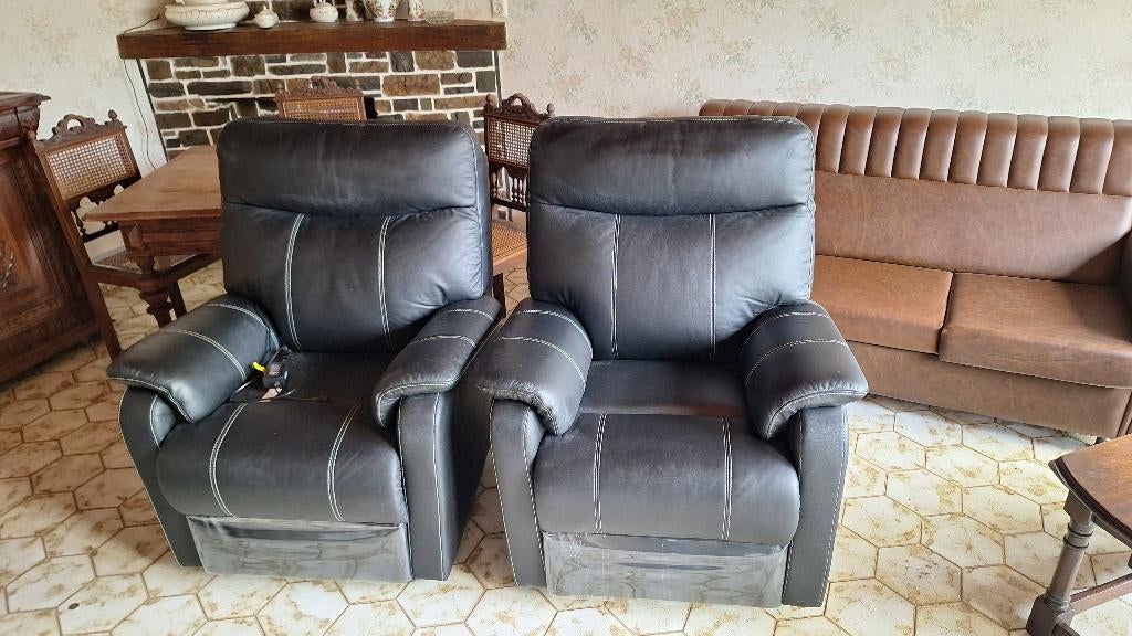 Fauteuil Relax, Ophalen, Cuir, Zo goed als nieuw, 75 tot 100 cm