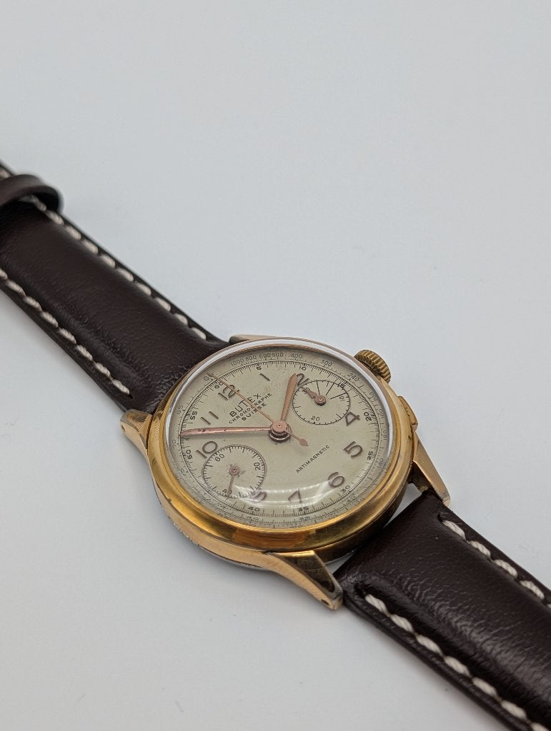 Vintage Butex Chronographe Suisse Horloge - Mechanisch, Kleding | Heren, Overige Herenkleding, Ophalen of Verzenden, Zo goed als nieuw