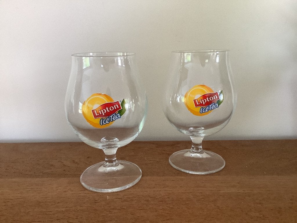 Leuke Lipton Ice Tea-glazen – 2 stuks, Verzamelen, Ophalen of Verzenden, Nieuw, Frisdrankglas