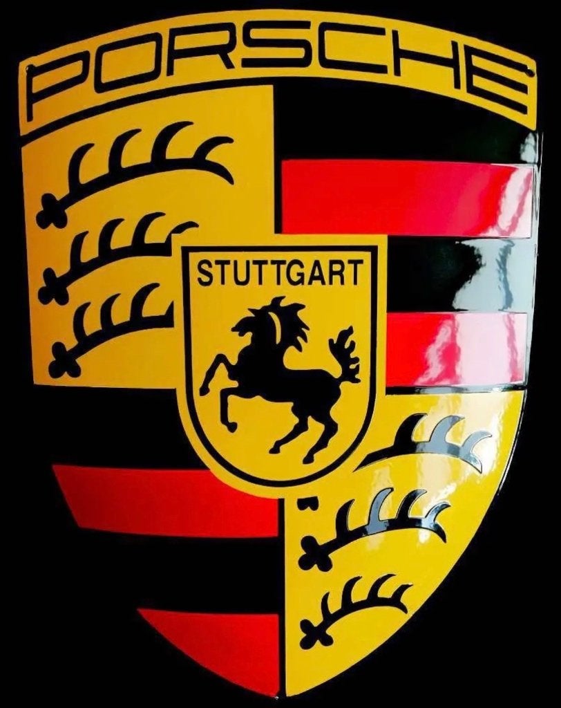 Porsche Bord Schild Logo Embleem Emaille Formule 1 56x43 cm, Verzenden, Nieuw, Reclamebord