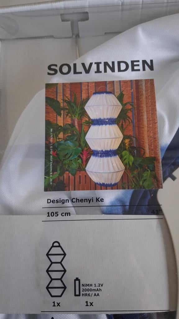 Shibori Blue Lantern zonnehanglamp, Tuin en Terras