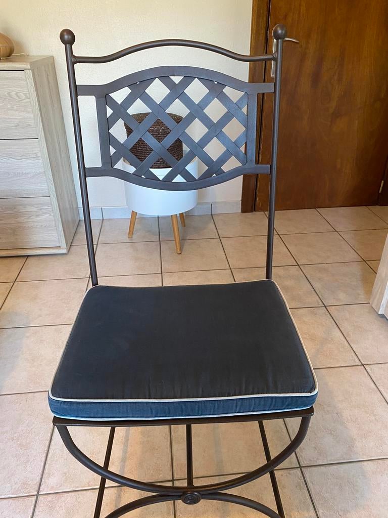 Lot de 6 chaises en métal., Enlèvement, Métal, Bleu, Cinq, Six Chaises ou plus