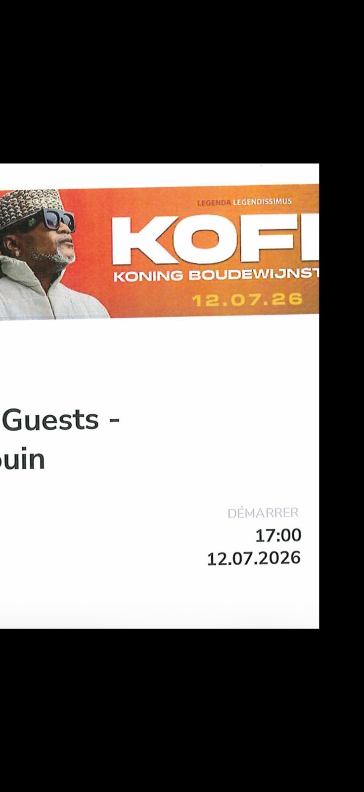 Concerts koffi dimanche 12 juillet 2026 2 places billets, Tickets en Kaartjes, Kortingen en Cadeaubonnen, Overige typen