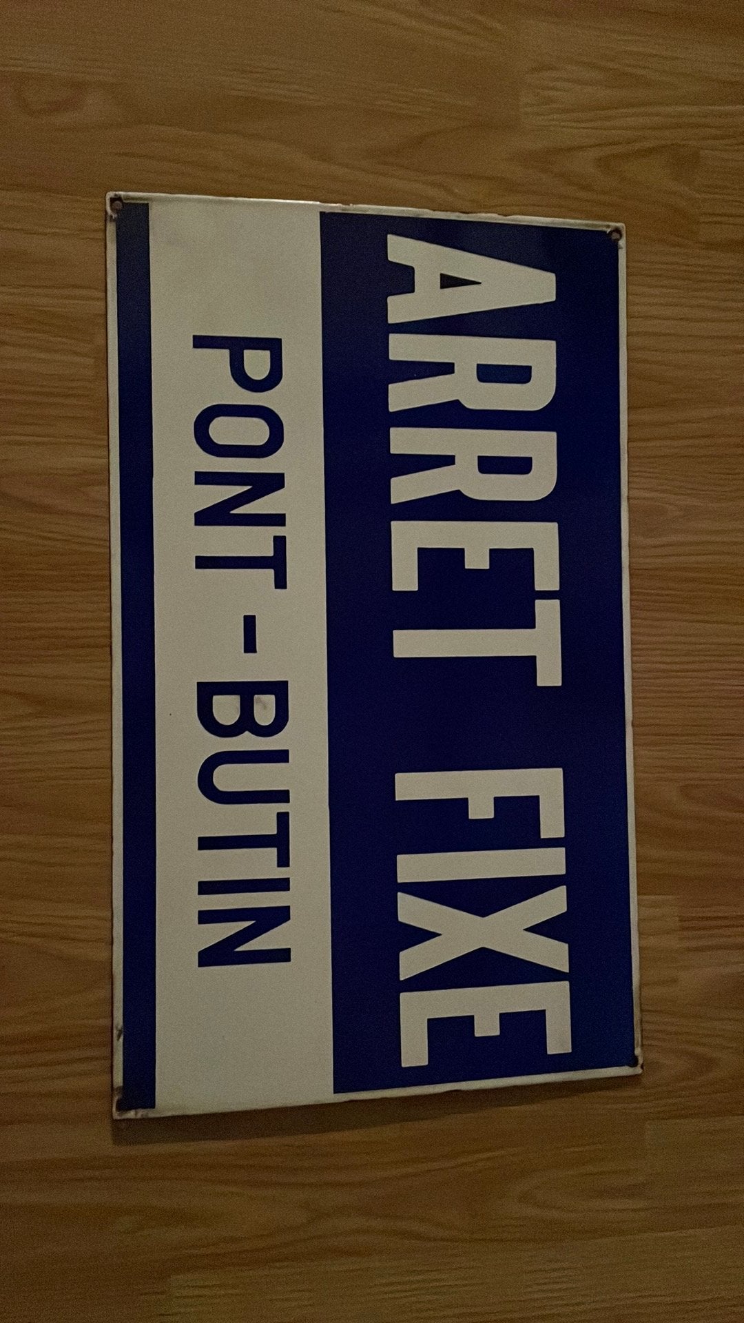 Bord in emaille: arret fixe pont-butin, Antiek en Kunst, Ophalen