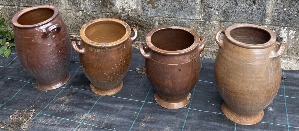 Lot de 4 pots en grès Vintage dans leur jus  , Enlèvement, Utilisé, Poterie