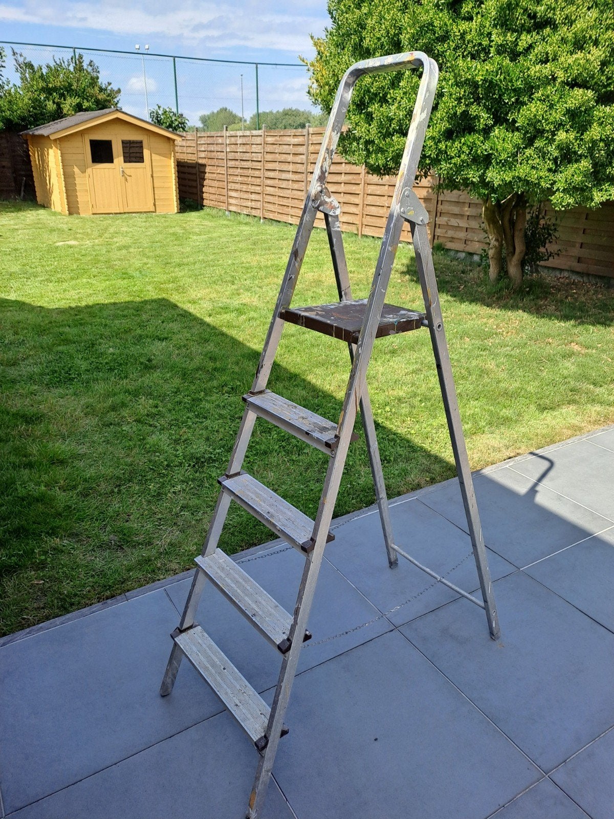 Trapladder Aluminium 1.72 M 5 treden, Ophalen