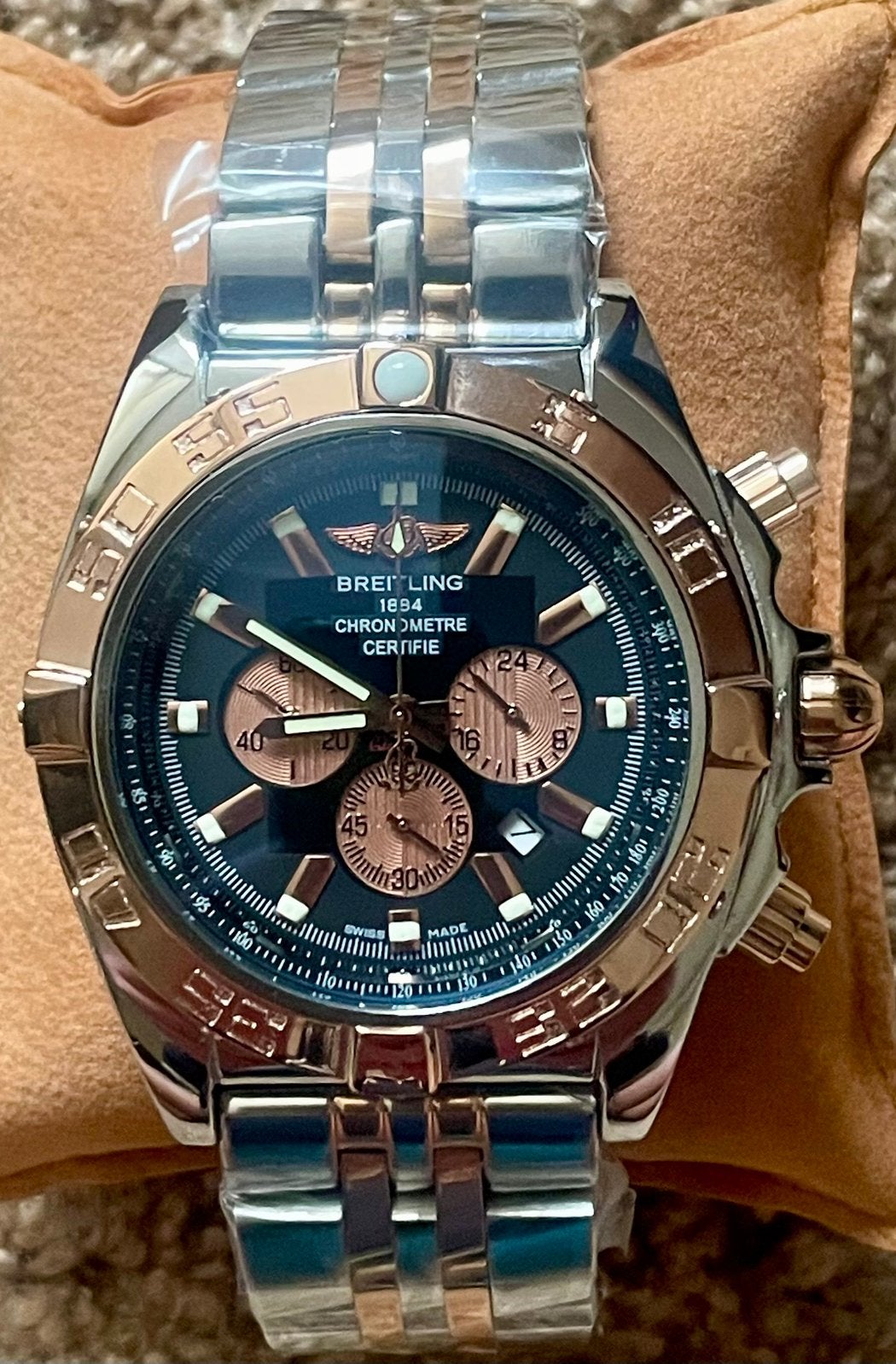 Breitling Certifie Chronograaf, Handtassen en Accessoires, Staal, Staal, Breitling, Polshorloge