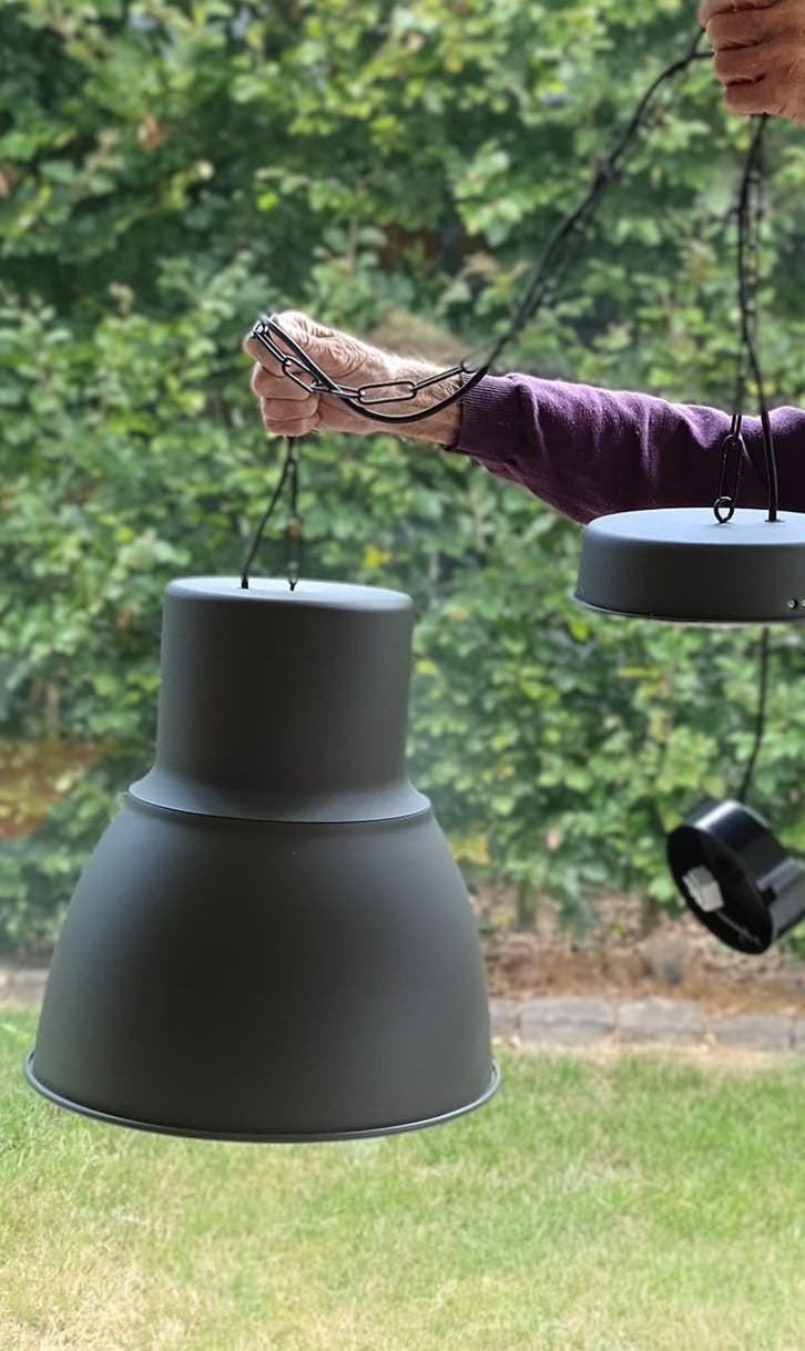 Moderne donker grijze ijzeren hanglamp, Ophalen, Zo goed als nieuw