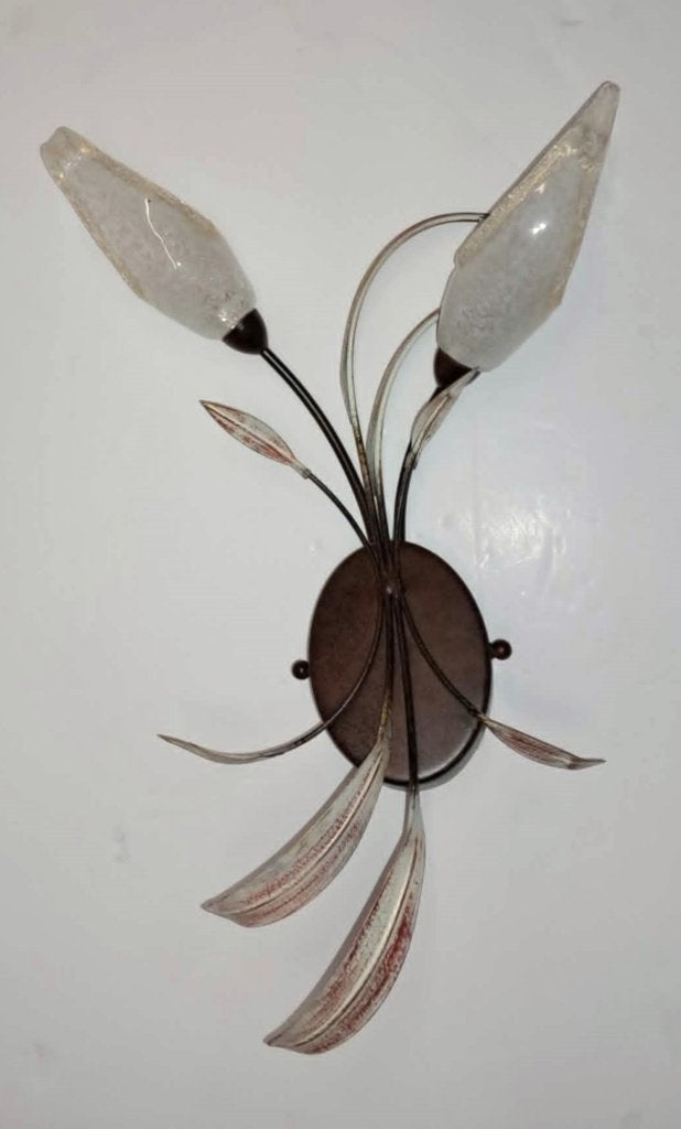 Applique murale Massive double tulipe en verre, Ophalen, Gebruikt, Glas