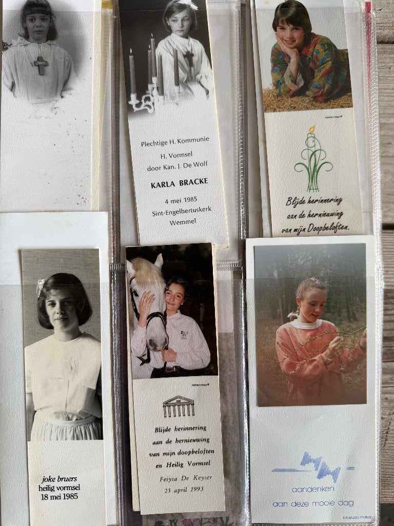 Communieprentjes in Album 500 stuks, Envoi, 1970 à 1980, Carte de visite
