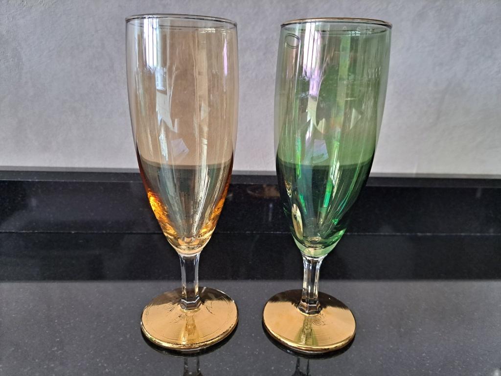 2 champagneglazen, Huis en Inrichting, Ophalen, Zo goed als nieuw, Glas, Glas of Glazen