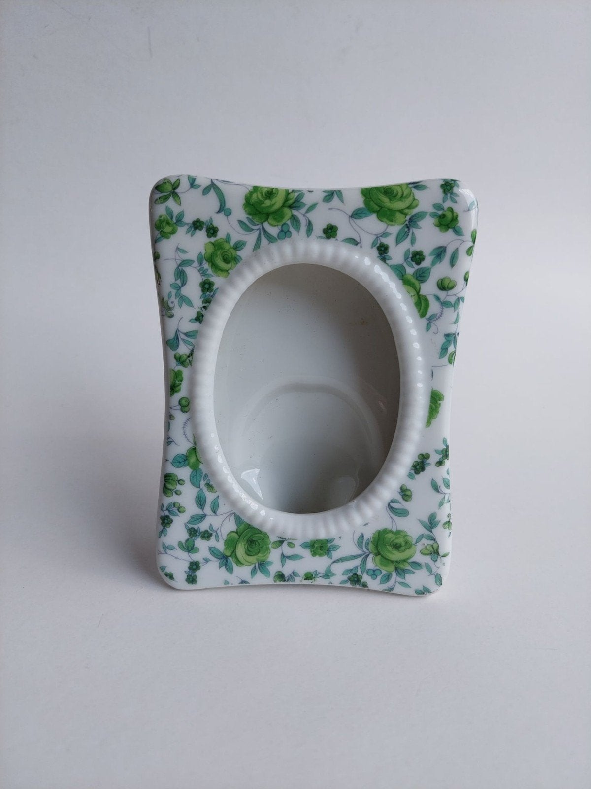 Vintage keramieken fotokader met groene rozen, Enlèvement