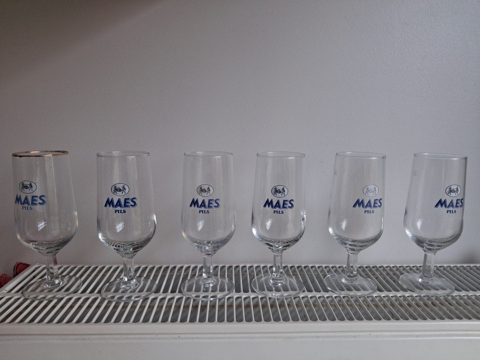 Lot de 6 verres Maes Pils vintage années 90 / 6 Retro biergl, Collections, Enlèvement, Utilisé, Verre à bière