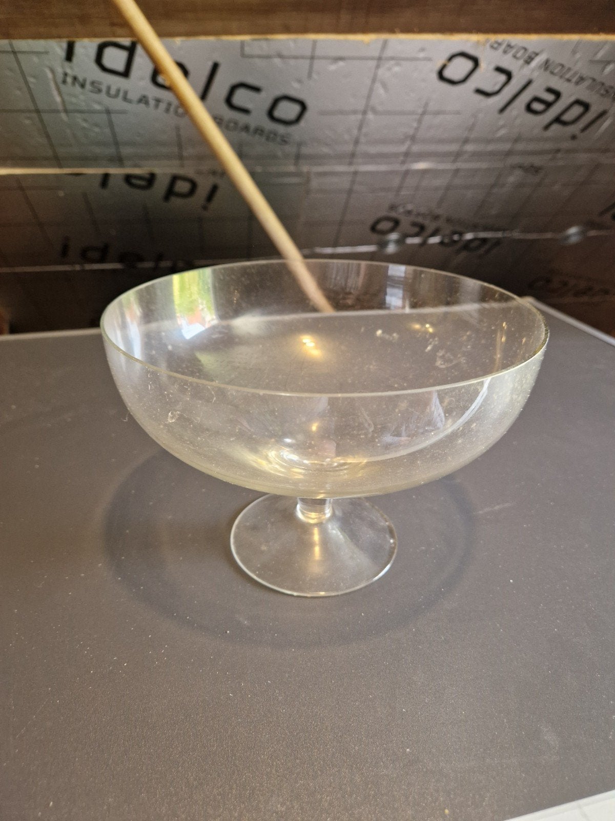 Vintage glazen fruitschaal op voet – helder glas, Ophalen, Glas