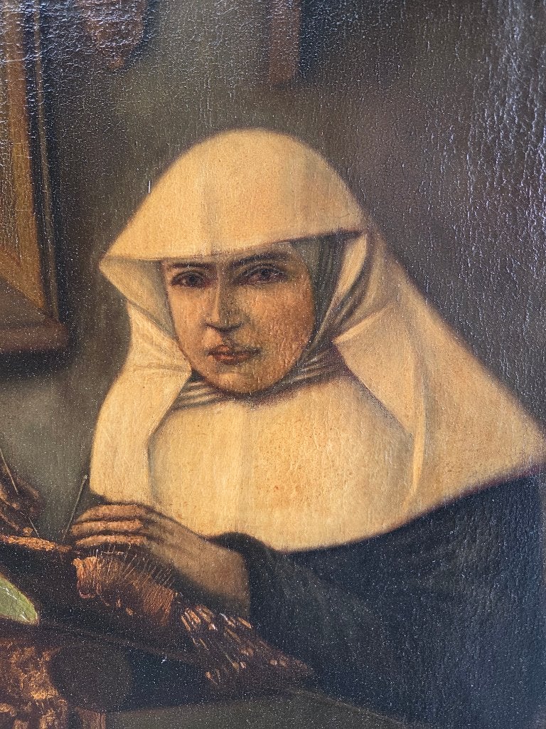 Portretschilderij: 'Kantkloster', Antiek en Kunst, Ophalen, Doek, Portret of Personen, Olieverf
