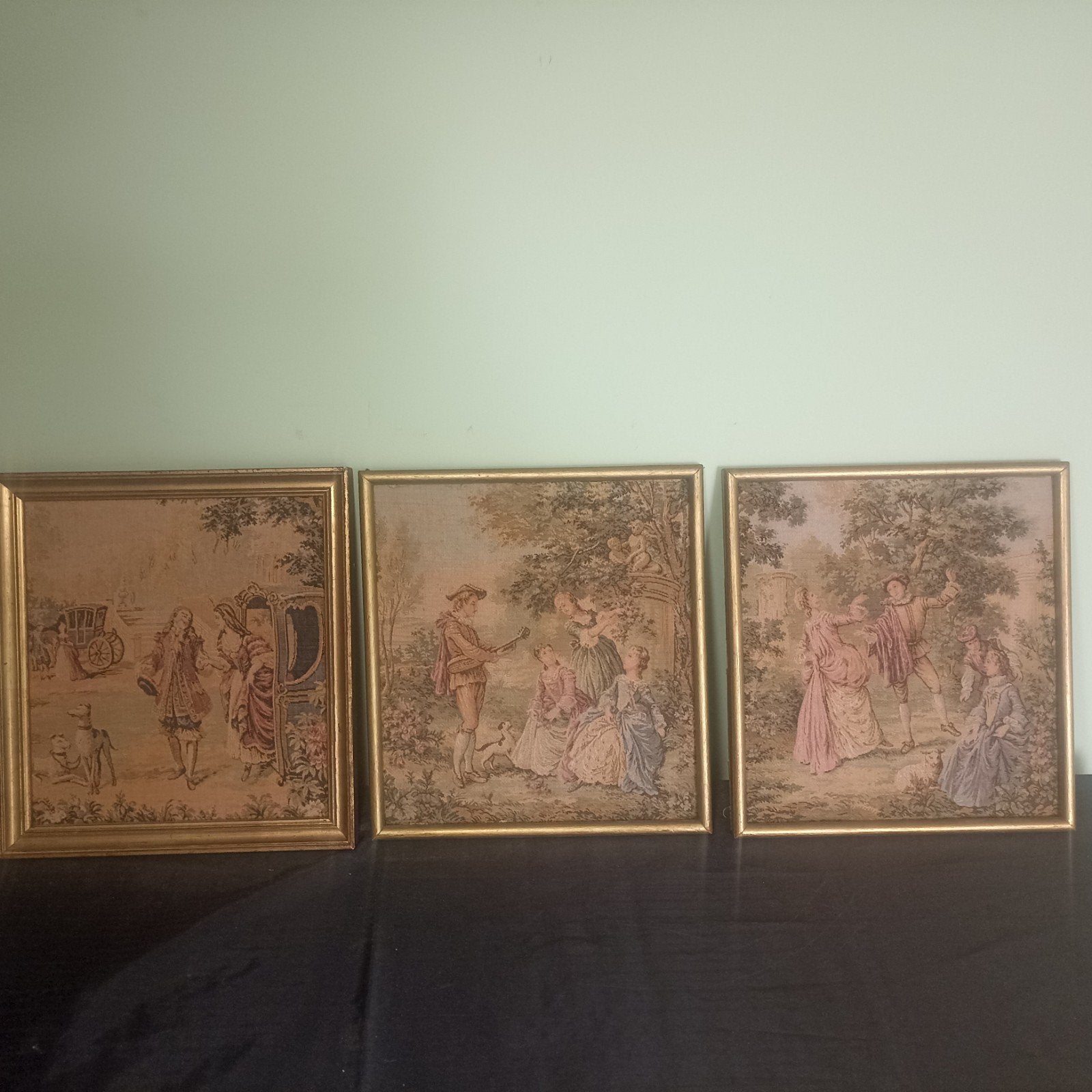 Magnifique triptyque complet de panneaux muraux vintage des, Enlèvement ou Envoi