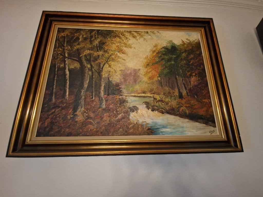 Schilderij, landschap groot, Antiek en Kunst, Ophalen, Doek, Landschap, Klassiek