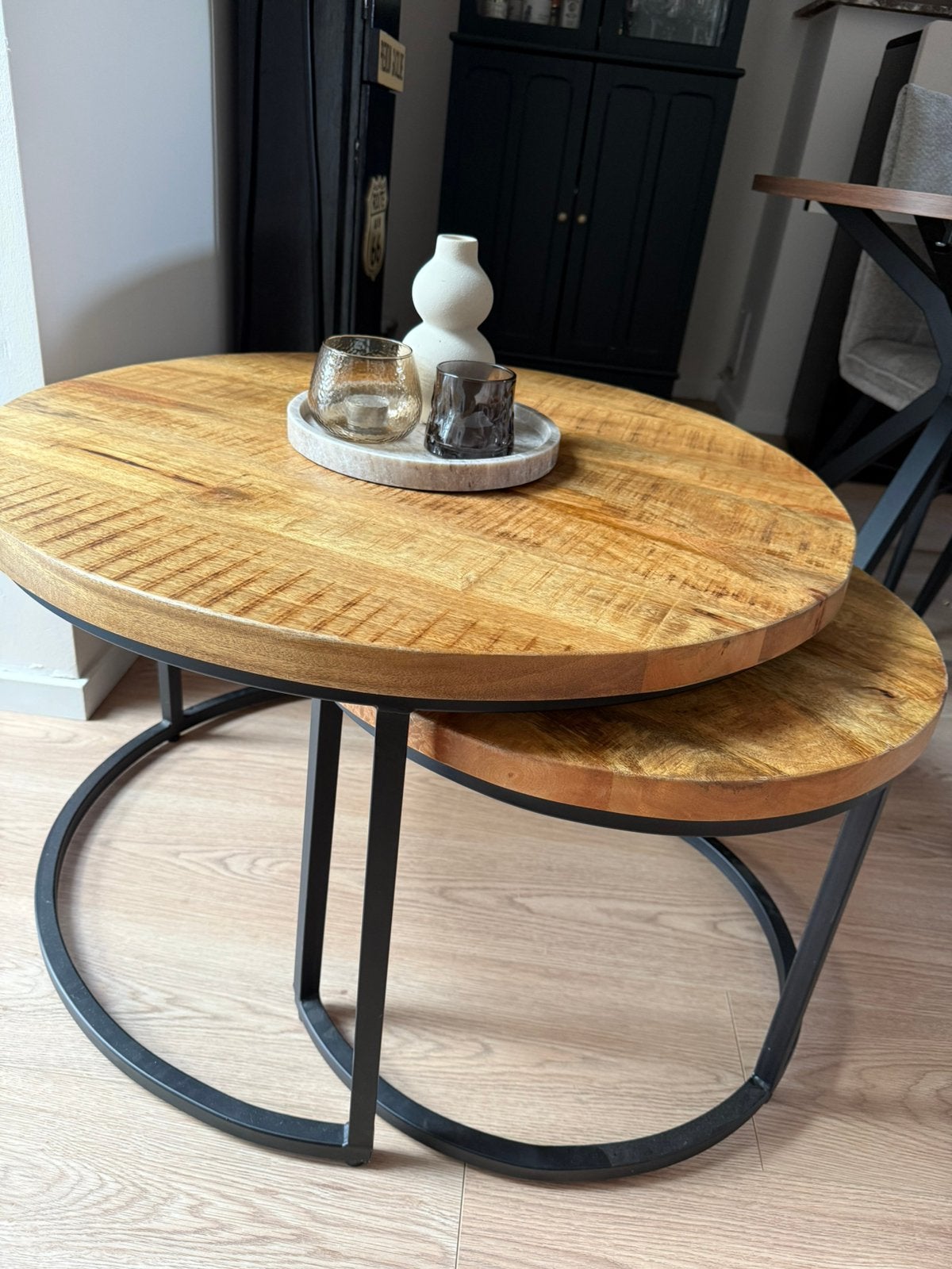 Table basse en teck, 50 – 75, Rond, 50 à 100 cm, Comme neuf
