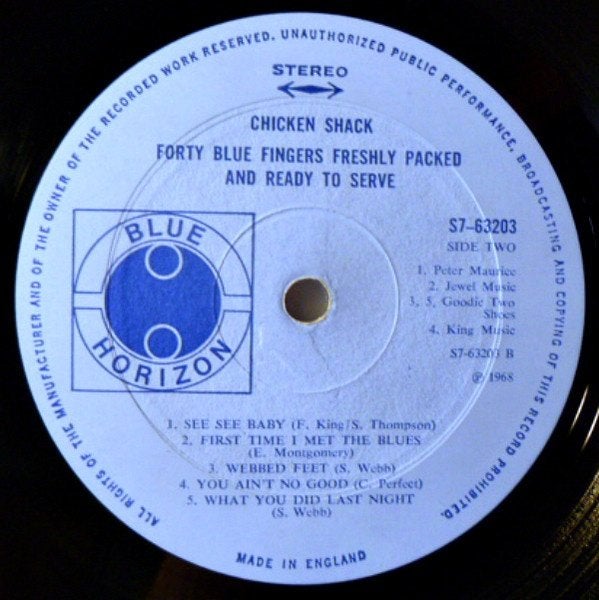 CHICKEN SHACK 40 BLUE FINGERS, Ophalen, LP, Gebruikt, Blues Rock
