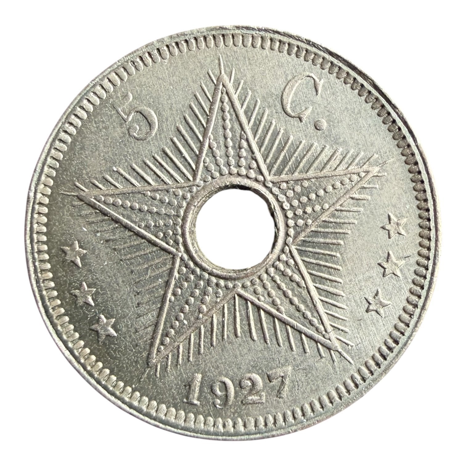 Belgisch Congo 5 Centiem 1927 FDC, Ophalen