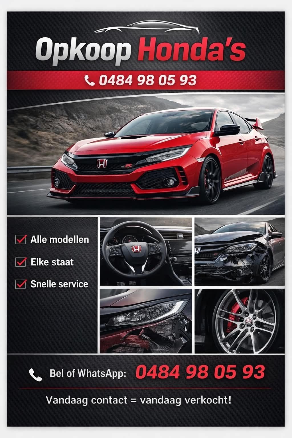Opkoper honda's, Autos, Honda, Particulier, Civic, Enlèvement