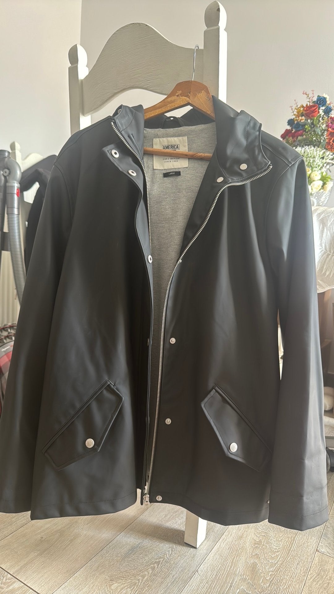 Regenjas America Today Maat L, Kleding | Dames, Ophalen of Verzenden, Gedragen, Maat 42/44 (L), Zwart