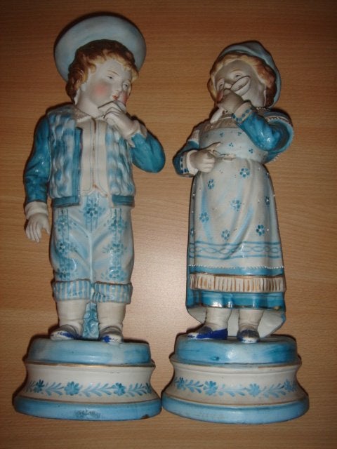Une paire de statuettes biscuit début 20e siècle, Antiquités & Art, Enlèvement