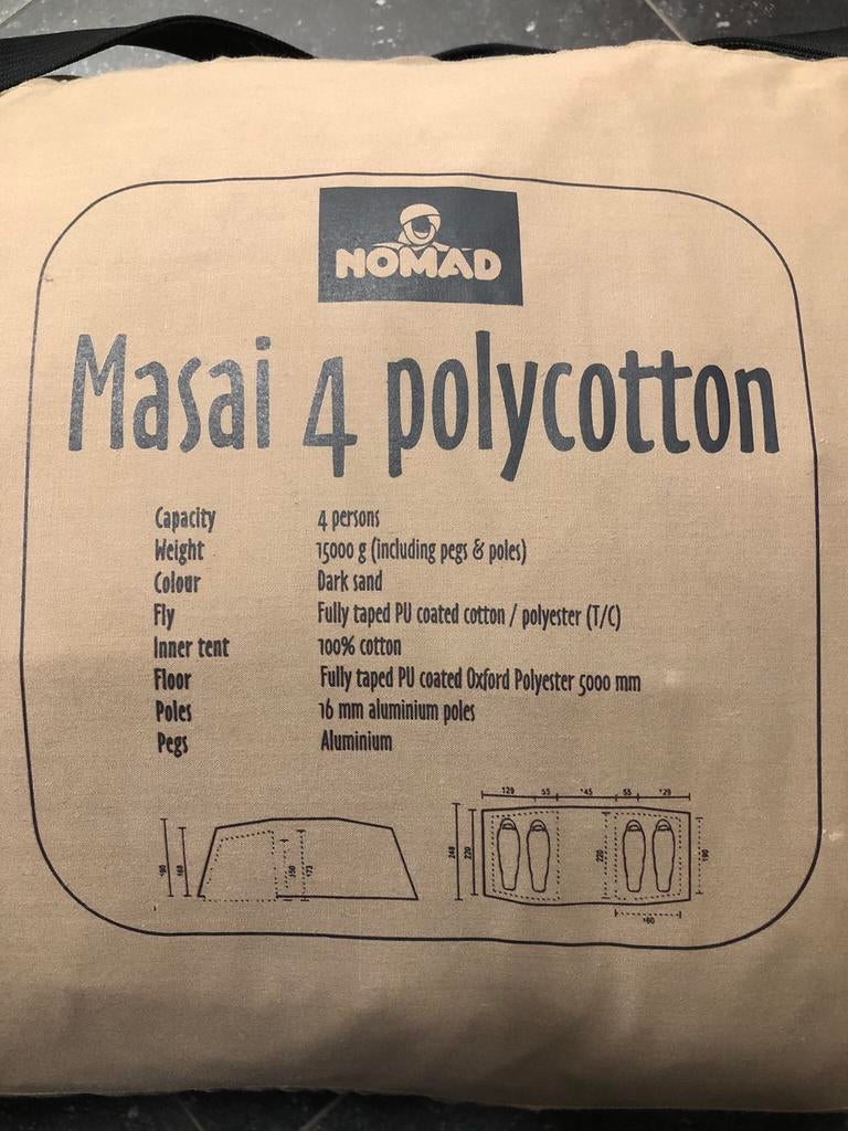 Tente Nomad Masai 4 en polycoton, Caravanes & Camping, Tentes, jusqu'à 4, Comme neuf, Enlèvement