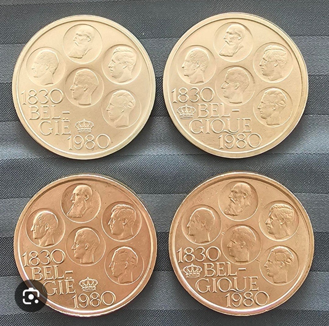 Lot de deux pieces 1830 belgique 1980 avec étuis, Postzegels en Munten, Munten | Europa | Euromunten, België