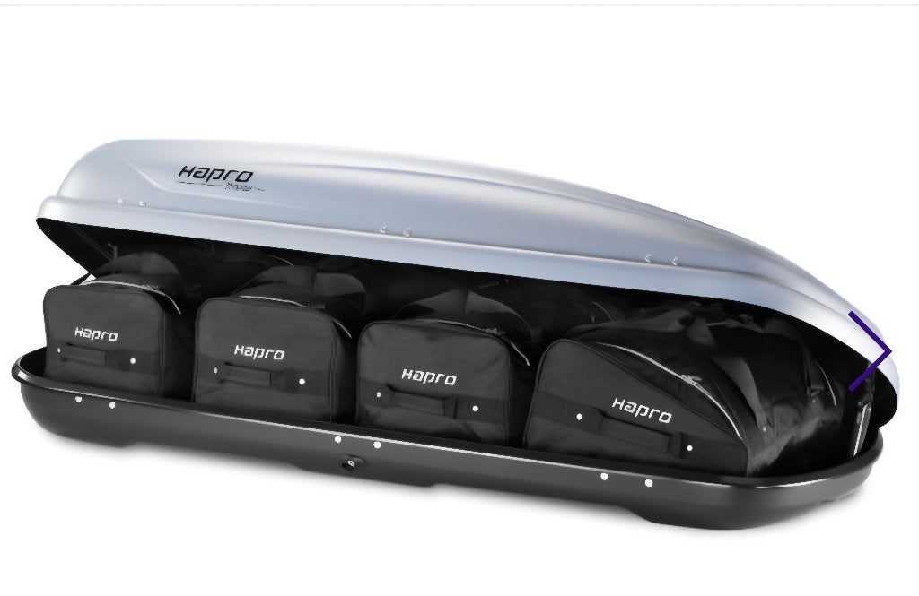 Hapro Traxer 6.6 avec barres de toit et kit de sacoches, Autos : Divers, Coffres de toit, Enlèvement, Comme neuf