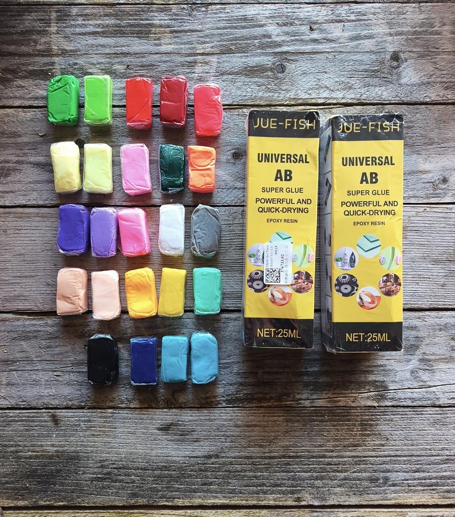 Nouveau set de colle époxy + argile colorée/pâte à modeler —, Neuf, Multicolore, Overige thema's, Matériel de bricolage