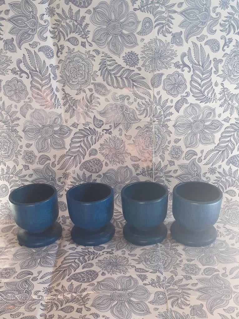 4 coquetiers en bois bleu, Ophalen of Verzenden, Zo goed als nieuw