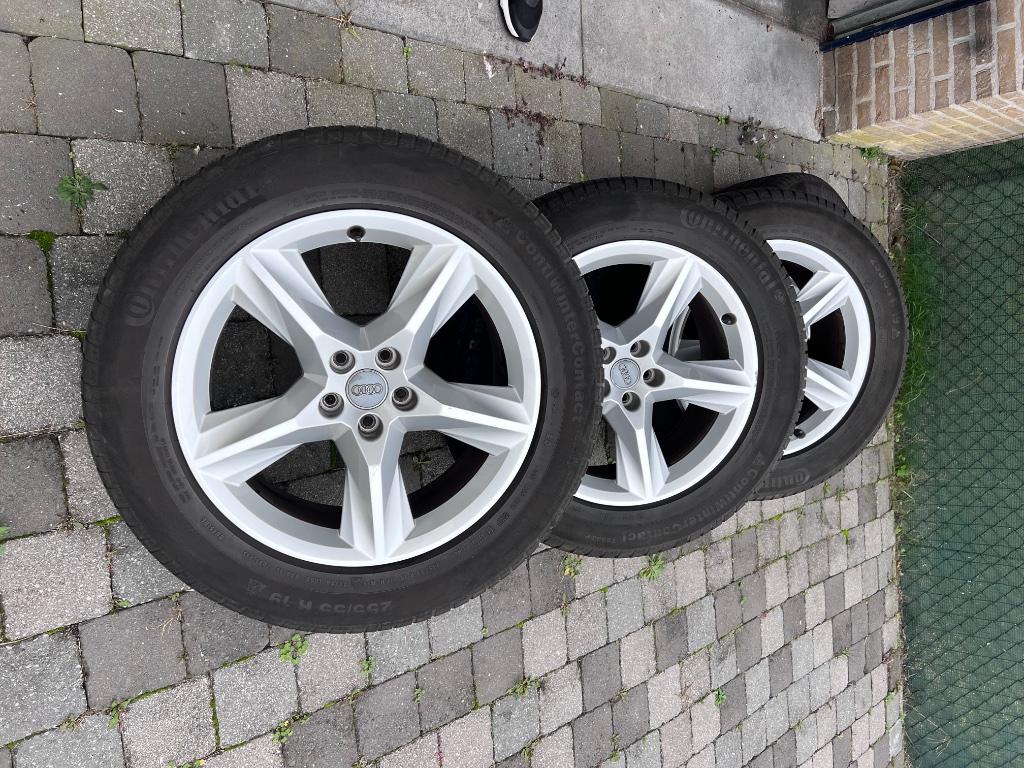 Audi q7 velgen met banden 19 inch, Gebruikt, 255 mm, Banden en Velgen, Winterbanden