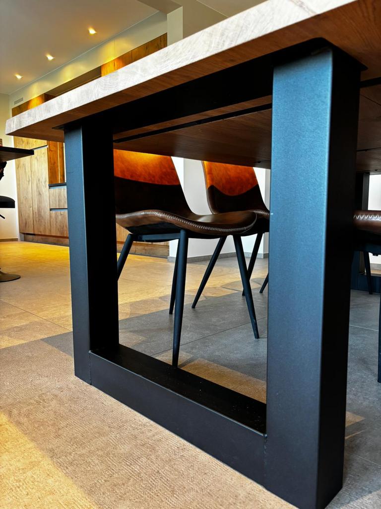 Handgemaakte massieve eiken boomstam tafel, Enlèvement, Neuf, 6 à 8 chaises