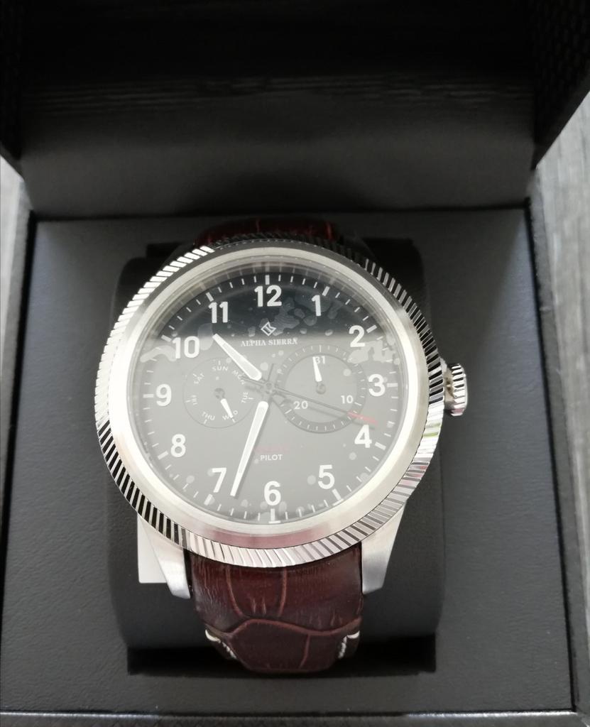 Alpha Sierra horloges, Handtassen en Accessoires, Horloges | Heren, Overige merken, Leer, Staal, Polshorloge