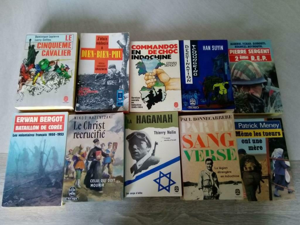 Lot de 10 livres de guerres Afrique-Indochine-Corée-Liban, Enlèvement ou Envoi, Utilisé