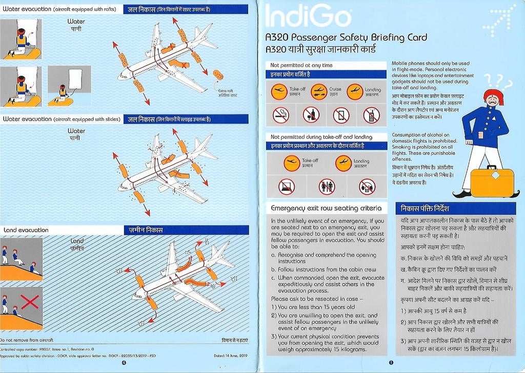 Safety Card Indigo India A320, Enlèvement ou Envoi