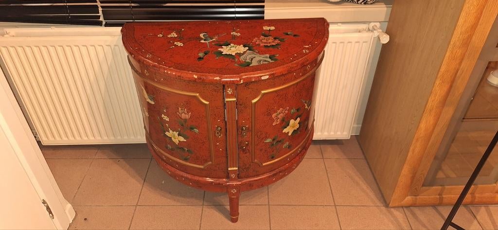 Motif floral d'oiseau en laque rouge japonaise vintage en la, Antiquités & Art, Enlèvement